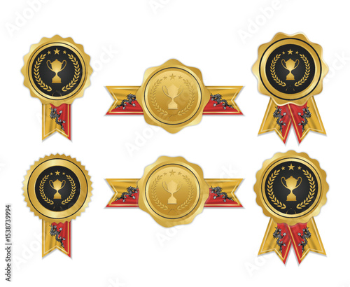 Golden award medal with bhutan flag ribbons for winners