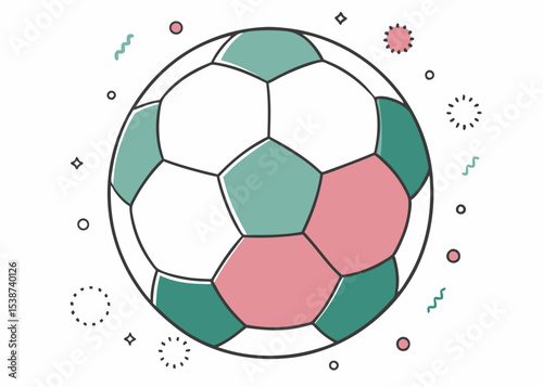 Soccer ball background in flat style, soccer ball or football ball on white background. Style vector Ball isolated on white background