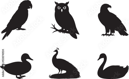 Elegant Bird Silhouette Collection for Design