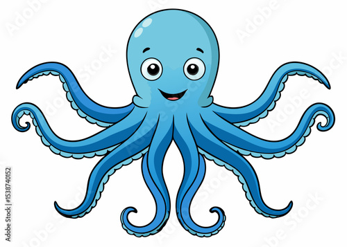 Hand drawn octopus outline, Black octopus silhouette on white background. Octopus icon vector sign illustration design.