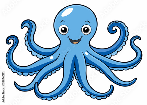 Hand drawn octopus outline, Black octopus silhouette on white background. Octopus icon vector sign illustration design.