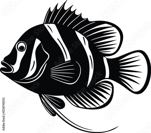 A Vector Art of a Deep-Sea Anglerfish with Lure in Profile, fish vector illustration