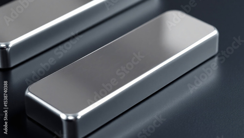 Two Polished Silver Bars on a Dark Surface with Soft Lighting