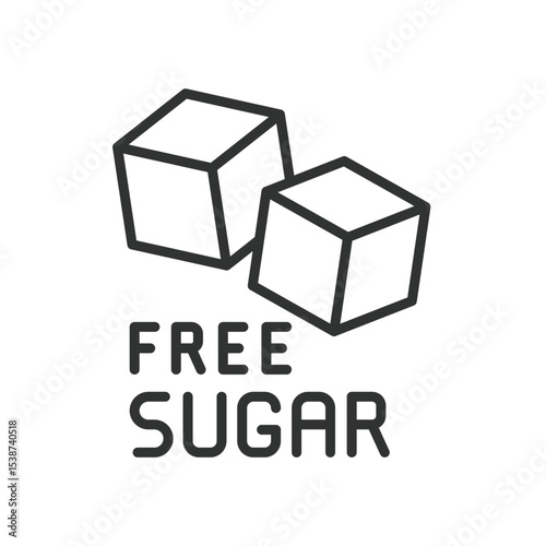 Free sugar, icon in line design. Sugar-free, no-sugar, diet, diabetes, healthy, sweetener, label on white background vector. Free sugar, editable stroke icon