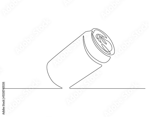 Canned soda continuous line. Continuous one line drawing of canned drink. Soda aluminum concept. Single line drawing
