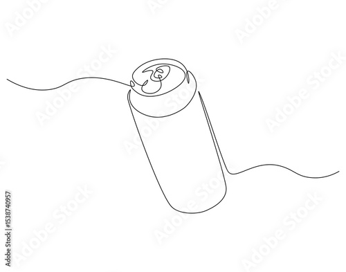 Canned soda continuous line. Continuous one line drawing of canned drink. Soda aluminum concept. Single line drawing