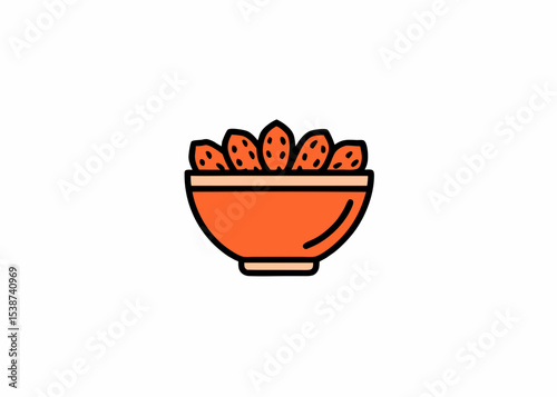 Sweet dates in a nice bowl. Iftar. Suhoor, minimalist logo, Icon, element vector illustration