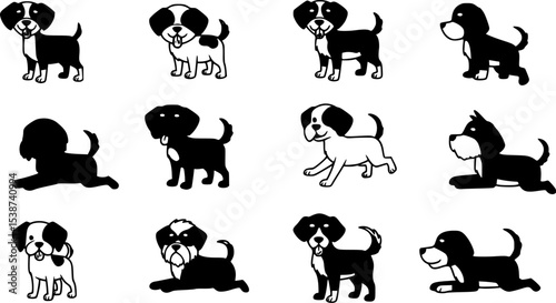 Tisk, vector set of dogs Transparent background PNG cutout.

