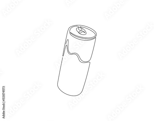 Canned soda continuous line. Continuous one line drawing of canned drink. Soda aluminum concept. Single line drawing