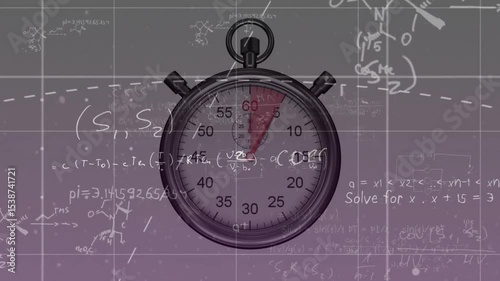 Stopwatch clicking second hand and extending red arc after starting at top, visualizing time data