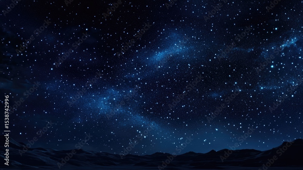 Fototapeta premium Clear Night Sky with Glittering Stars and Milky Way in a Serene Wilderness Setting