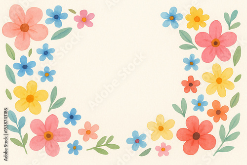 Cute Pastel Floral Frame for Kids and Kindergarten Stationery