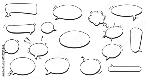 Variety of blank comic speech bubbles and frames for creative designs vector illustration