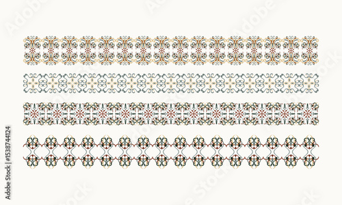 Soft Vintage Ethnic Border Set – Seamless Decorative Pastel Trims