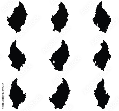 Saint Lucia map black silhouette vector style with white background