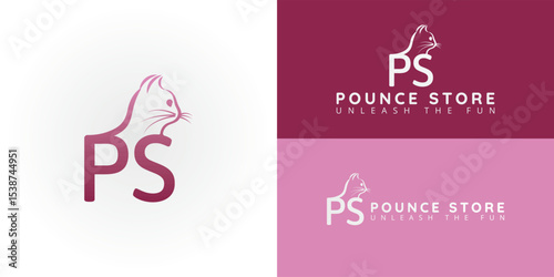 Stylish PS initials with an integrated pet design, great for boutique pet shops. The elegant lines and warm color suggest premium care and friendly service.