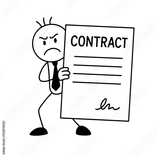 Angry businessman holding contract symbolizing legal pressure