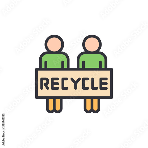 People Promoting Recycling Awareness With A Recycle Banner And Motivation
