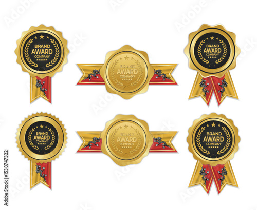 Golden award medal with bhutan flag ribbons for winners