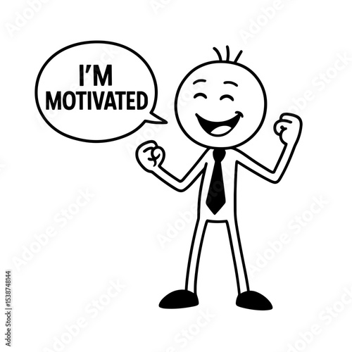 Motivated businessman with clenched fists symbolizing inner drive