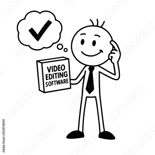Man holding video editing software symbolizing digital content creation