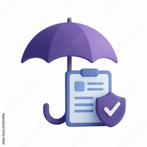 Insurance concept with umbrella and document shield icon
