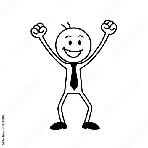 Happy man raising both fists symbolizing celebration of success