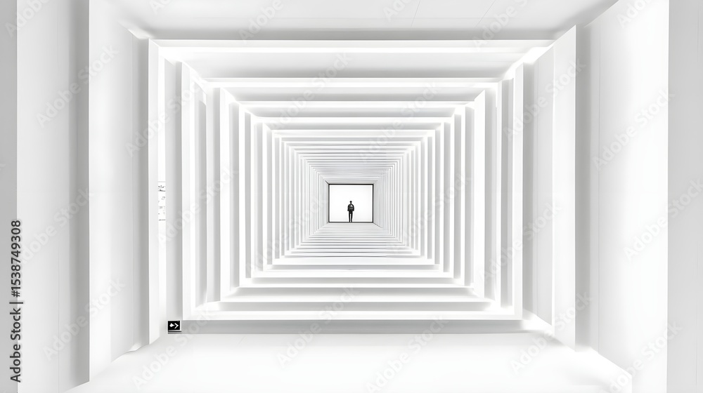 Obraz premium Vertical Spiral Tunnel Made of White Metal with Minimalist Design