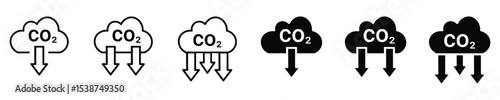 CO2 reduction vector icon design. CO2 decrease sign , Low carbon dioxide icon set. vector illustration.