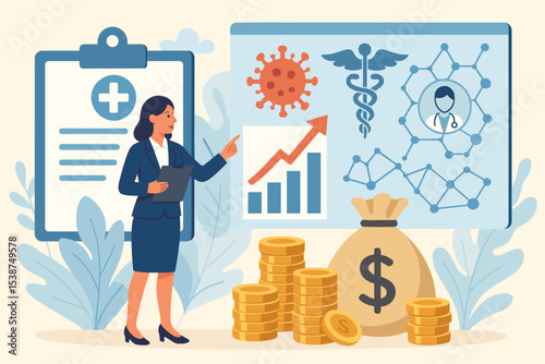 Economic Growth in Healthcare Networks, Medical Investment Analysis, Financial Data, Pandemic Impact, Doctor Collaboration, Health Sector Profits, Medical Business Strategy, Success Chart