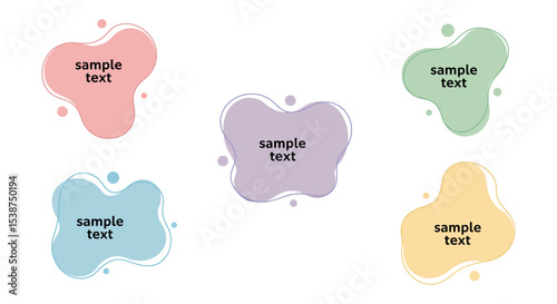 Colorful abstract shapes with sample text on white background vector illustration