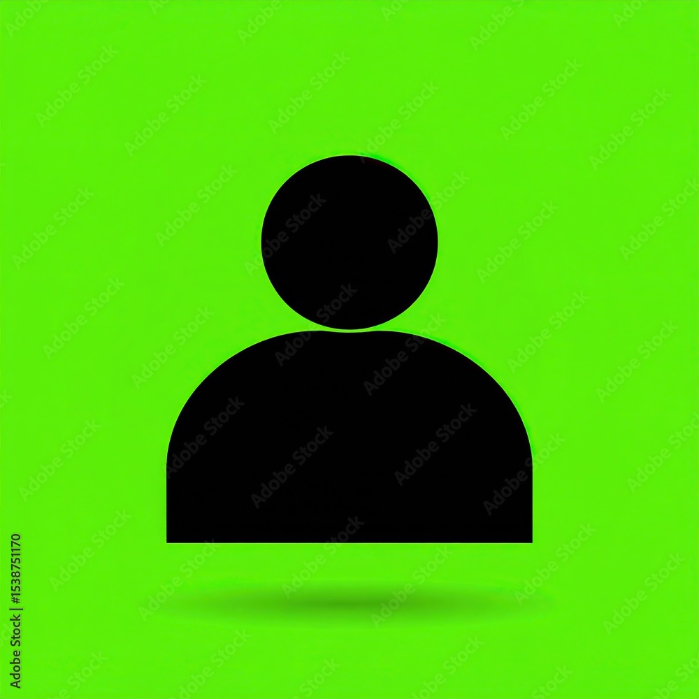 Simple black user icon on lime green background