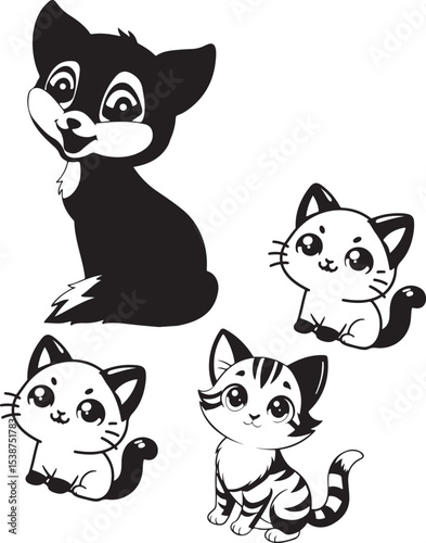 cat action silhouette vector design unique