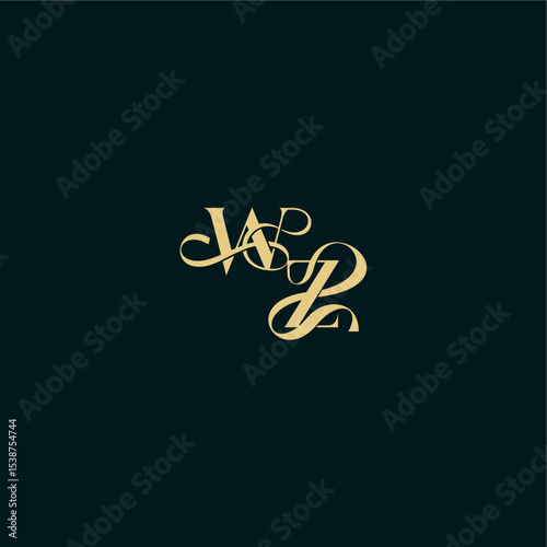 WZ letter elegant and curvy style monogram wedding logo initial bold concept design
