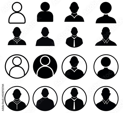 User Profile Icon Set Vector Silhouette