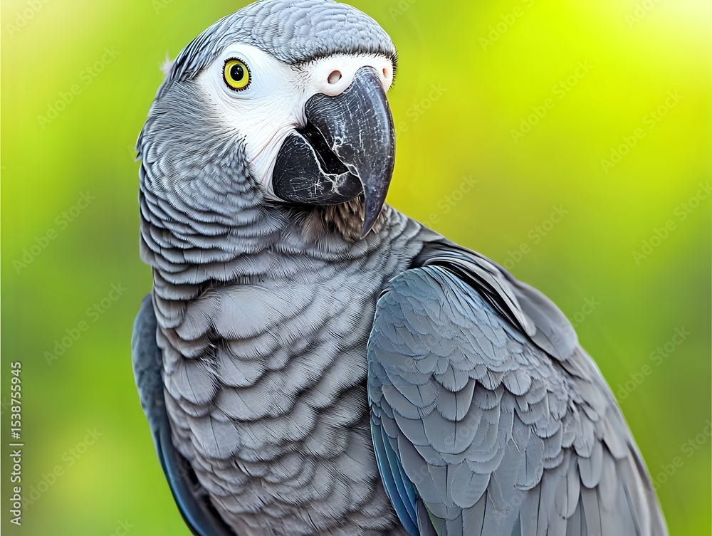 Fototapeta premium Grey African Parrot in Close-Up