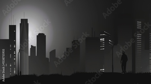 Urban Silhouette Black Background Image: Modern, Stylish, and Visually Appealing for Creative Projects
