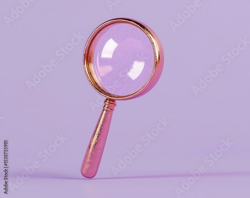 Elegant Pink Magnifying Glass on Soft Purple Background for Search