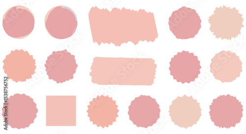 Pink brush stroke shapes variety in abstract design vector illustration