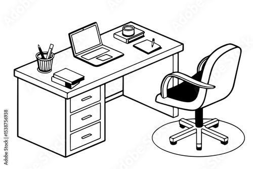 office table and chair, computer, taptop notebook, work at home, office