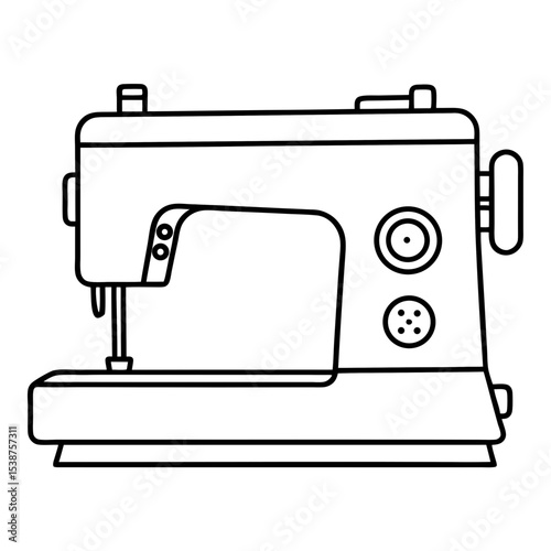 Vintage sewing machine illustration with clean lines and shapes  