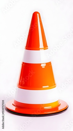 Orange traffic cone studio shot, white background, safety