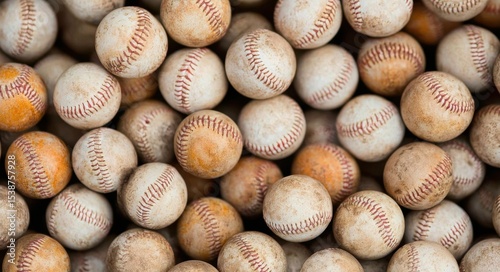 Collection of Various Worn Baseballs on a Flat Surface