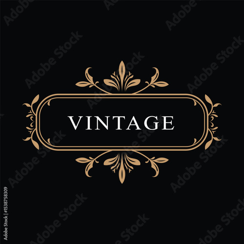 Vintage Label Luxury Monograme Floral Motifs Design