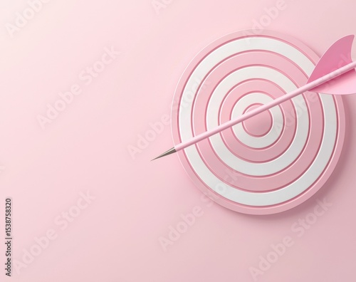 Pink Target with Arrow on Soft Background for Goal Achievement Concept