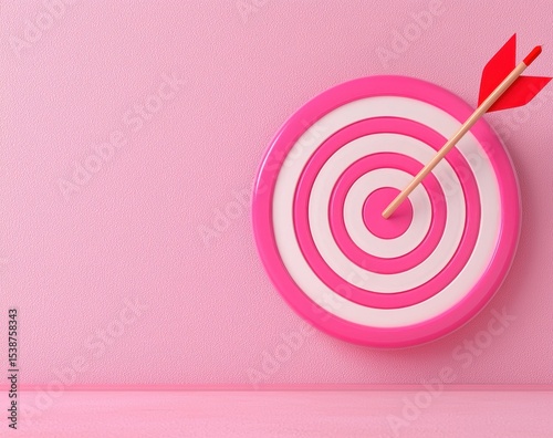 Colorful Pink Target with Arrow on Soft Pink Background