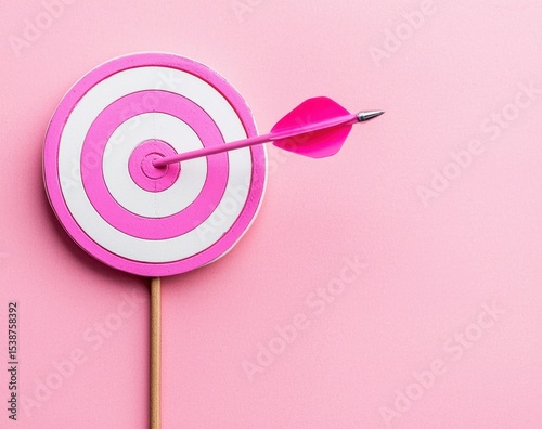 Pink Target with Arrow on Light Background for Goal Achievement