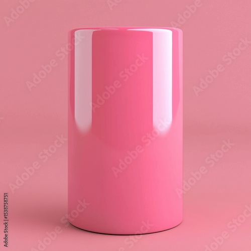 Glossy Pink Cylinder on Solid Background for Creative Design Projects