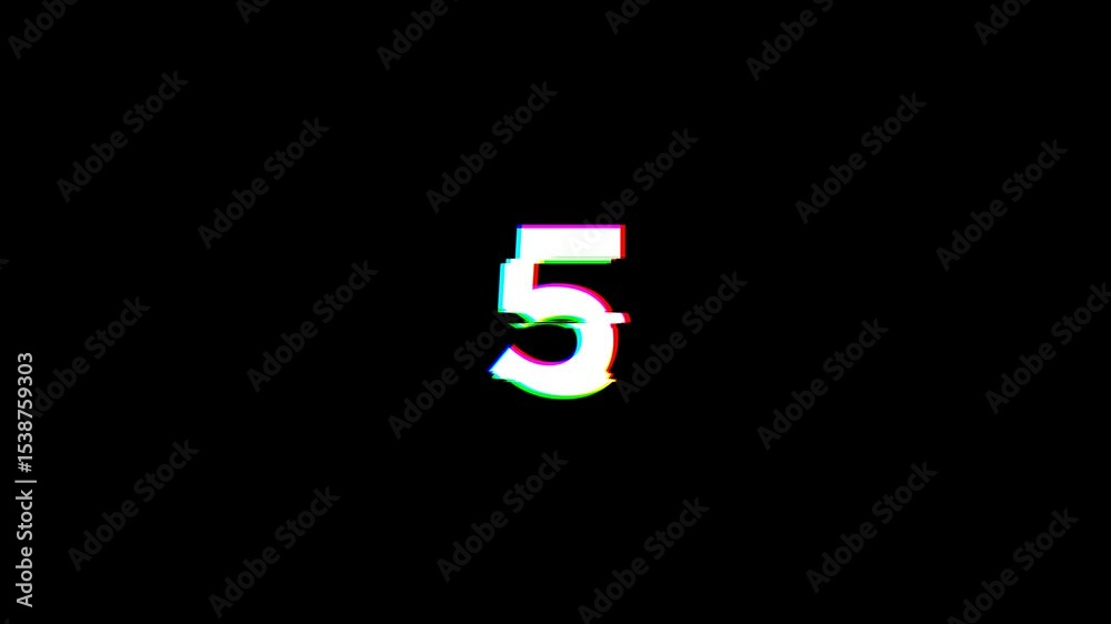 10 second glitch countdown timer animation.4k video