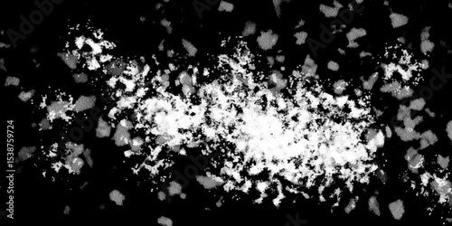 Snowflakes on dark background. white icy snowflakes isolated on black background, natural background. white crystalline powder on a black background. sugar dust. texture, pattern and clipping.